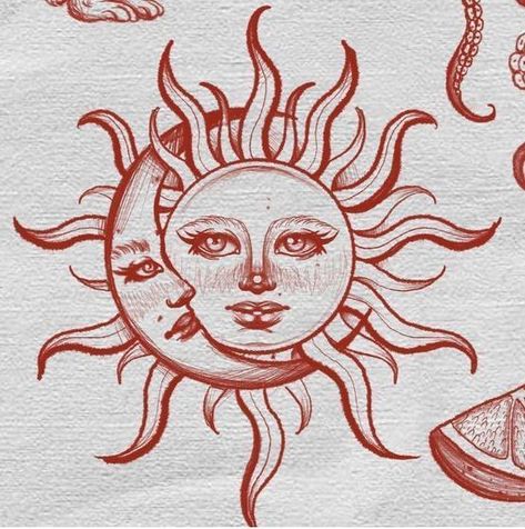 Sun And Moon Face Drawing, The Sun And The Moon Tattoo, Sun With Face Drawing, Sun Tattoo With Face, Tattoo Sol E Lua, Moon Sun Tattoo, Sun Tattoos, Tatuaje A Color, Weird Tattoos