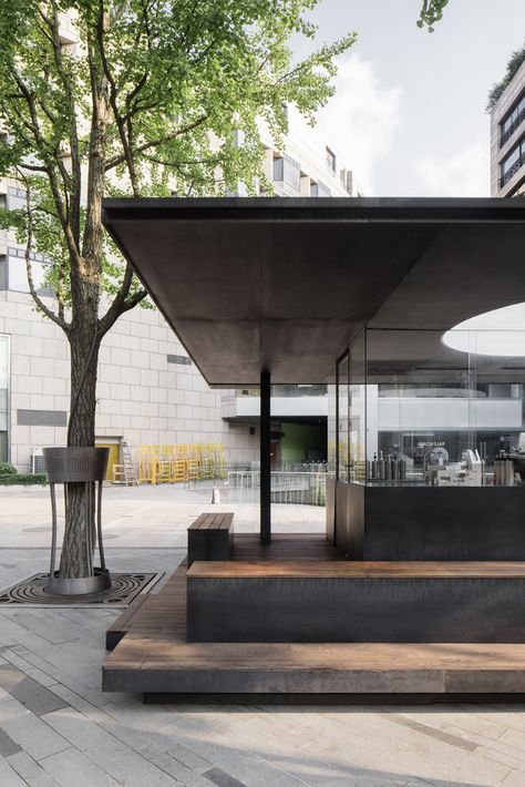 Gallery of Corner Pavilion / Dazhou And Associates - 12 Architecture Pavilion, Tea Pavilion, Cafe Architecture, Park Cafe Architecture, Outdoor Kiosk Design Ideas Architecture, Market Pavilion Architecture, Cafe Pavilion Architecture, Corner Restaurant, Pizzeria Design