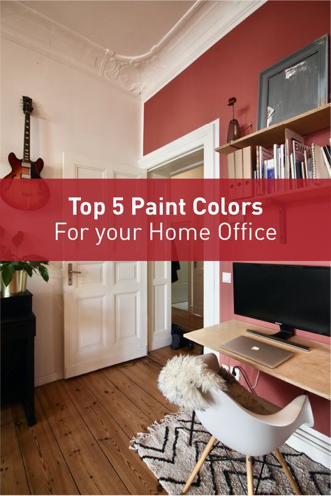 Home Office Orange Walls, Orange Home Office Ideas, Home Office Paint Colors 2023, Colourful Office Interior, Office Paint Colors Home, Best Home Office Paint Colors, Bright Office Colors, Home Office Paint Ideas, Office Color Ideas