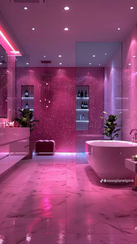 Pink House Wallpaper, Pink Modern Apartment, Pink Luxury Bathroom, Light Pink Bathroom Decor, Aesthetic Bathroom Pink, Pink Aesthetic House, Bathroom Aesthetic Pink, Pink Aesthetic Bathroom, Pink House Aesthetic