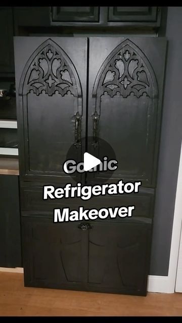 Ikea Gothic Hack, Goth Decor Diy, Gothic Kitchen Ideas, Gothic Bedrooms, Gothic Bathroom Ideas, Gothic Furniture Diy, Refrigerator Makeover, Gothic Home Decor Ideas, Gothic Interior Design