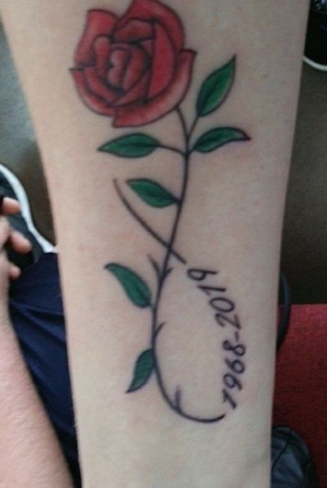 Yellow Rose Tattoo Memorial Mom, Rose Tattoo Memorial, Rest In Peace Tattoos, Start Tattoo, Rose Tattoo Wrist, Best Rose Tattoo, Colorful Rose Tattoos, Memorial Tattoos Mom, Rose Tattoo With Name