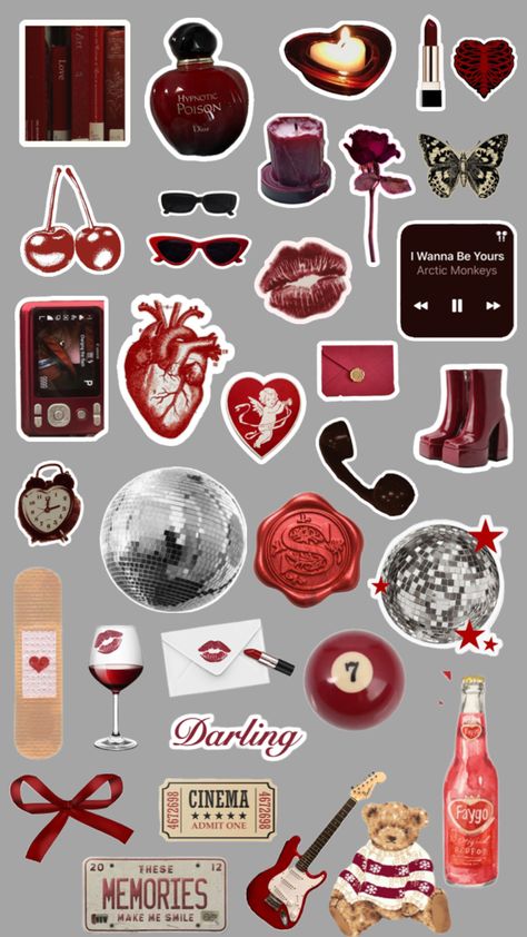 Printable Diy Crafts, Red Stickers, Clear Phone Case Design, Y2k Stickers, Diy Phone Case Design, Sticker Design Inspiration, Graphic Design Cards, Hex Color Palette, Scrapbook Printing