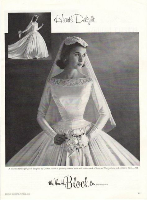 Vintage advertising print ad Bride dress 1955 Wedding Gaston Millet Gown Heart's | eBay | Bridal dresses vintage, Wedding gowns vintage, Vintage wedding dress pattern Vintage Wedding Dress Patterns 1950s, Old Bride Dress, Vintage French Wedding Dress, Vintage Wedding Ball Gown, 50s Wedding Dress Vintage, 50s Wedding Dresses, Vintage Italian Wedding Dress, Vintage Wedding Dress 1950s 1940s, 60s Bride