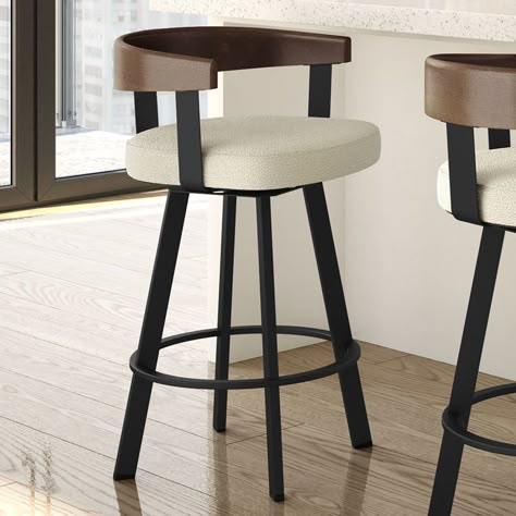 Corrigan Studio® Drees Swivel Counter & Bar Stool & Reviews - Wayfair Canada Brown And Black Bar Stools, Counter Stools Target, Bar Stools For Dark Cabinets, Black And Cream Bar Stools, Bar Stools Kitchen Island Dark Cabinets, Industrial Farmhouse Bar Stools, Modern Farmhouse Stools For Island, Bar Stools Kitchen Island Dark Brown Cabinets, Coffee Bar With Stools