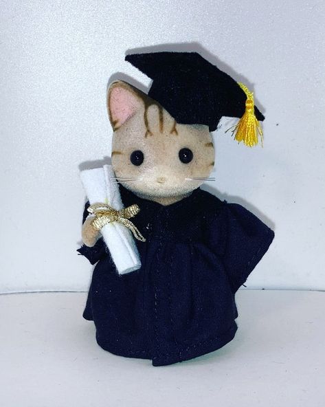 Calico Critters Graduation Cap and Gown - Etsy Graduation Cap And Gown, Calico Critters Families, Critters 3, Calico Critter, Sylvanian Family, Ios Layout, Paid Off, Congratulations Graduate, Cap And Gown