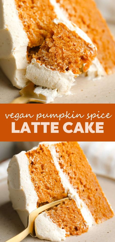 Vegan Vanilla Cake Recipe, Pumpkin Spice Latte Cake, Espresso Buttercream, Vegan Pumpkin Spice Latte, Latte Cake, Vegan Pumpkin Cookies, Nora Cooks, Spiced Cake, Vegan Pumpkin Spice