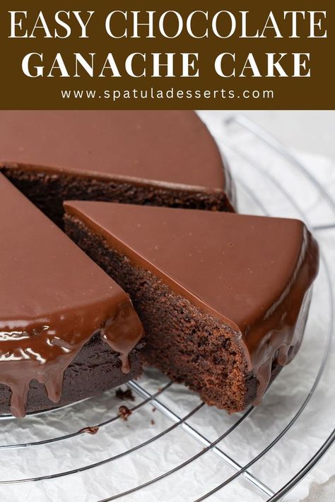 Easy Chocolate ganache cake Single Layer Chocolate Cake Recipe, Dense Chocolate Cake Recipe, Easy Moist Chocolate Cake Recipe, Best Chocolate Ganache, Ganache Cake Recipe, Chocolate Torte Cake, Chocolate Ganache Cake Recipe, Cupcake Frosting Ideas, Easy Moist Chocolate Cake