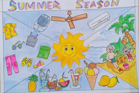 Summer Season Chart Preschool, Summer Season Drawing For Kids, Summer Season Images, Summer Season Drawing, Seasons Project, Season Images, Seasons Chart, Pakistan Defence, Welcome To Class