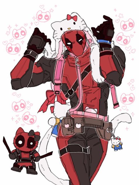 Deadpool Hello Kitty, Deadpool Art, Deadpool And Spiderman, Deadpool, Image Search, Spiderman, Hello Kitty, Kitty, Halloween