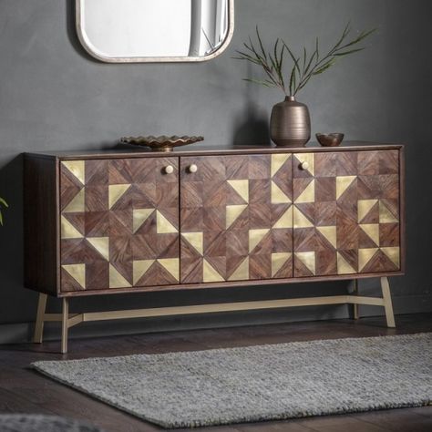 Acacia Wood Sideboard, Brass Sideboard, Stylish Sideboards, Large Sideboard, Wooden Sideboard, Assembly Instructions, Stylish Storage Solutions, Wood Inlay, Functional Storage