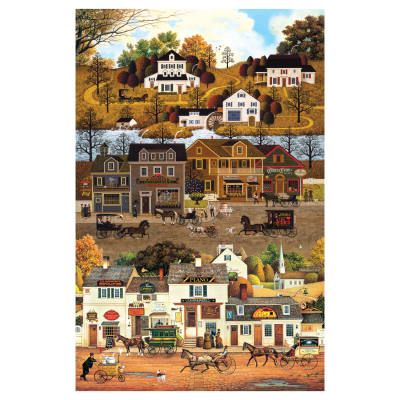 Border Styles, Village Illustration, Autumn Village, Jo Sonja, Movie Illustration, Charles Wysocki, Fabric For Clothes, Grandma Moses, Art Nostalgia