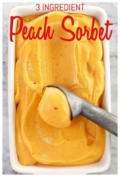 Peach Sorbet Recipe, Sherbet Recipes, Sorbet Recipe, Sorbet Ice Cream, Peach Sorbet, Ice Cream Maker Recipes, Peach Recipes, Peach Desserts, Ice Cream Gelato