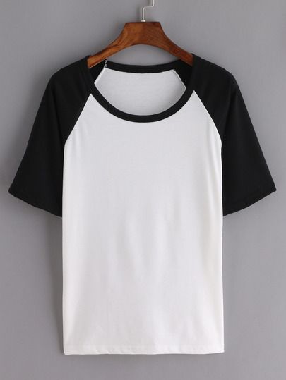 Contrast Raglan Sleeve Black White T-shirt        http://www.shein.com/Contrast-Raglan-Sleeve-Black-White-T-shirt-p-265514-cat-1738.html Black And White T Shirt, Black And White T Shirts, Monochrome Outfit, Color Block Tee, Black And White Shirt, Raglan Shirts, Raglan Tee, Short Sleeve Tops