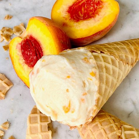 Homemade Peach Ice Cream | Quiche My Grits Ice Cream Concept, Peach Vibes, Peach Ideas, Ice Cream Sauces, Easy Ice Cream Recipe Homemade, Peach Ice Cream Recipe, Homemade Peach Ice Cream, Cream Sauces, Home Made Ice Cream