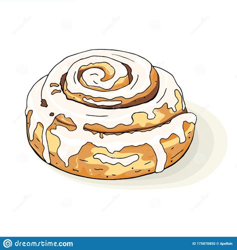 Baking Drawing, A Hand Drawing, Strawberry Roll Cake, Homemade Recipe Books, Cinnamon Bun, Bakery Logo, Graphic Design Lessons, Art Prompts, Food Drawing