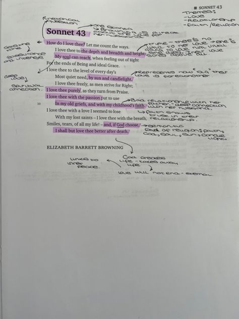 gcse revision Sonnet 43, English Literature Poems, Gcse Notes, Literature Poems, English Gcse, Handwriting Inspo, Poetry Analysis, Elizabeth Barrett Browning, Poetry Anthology