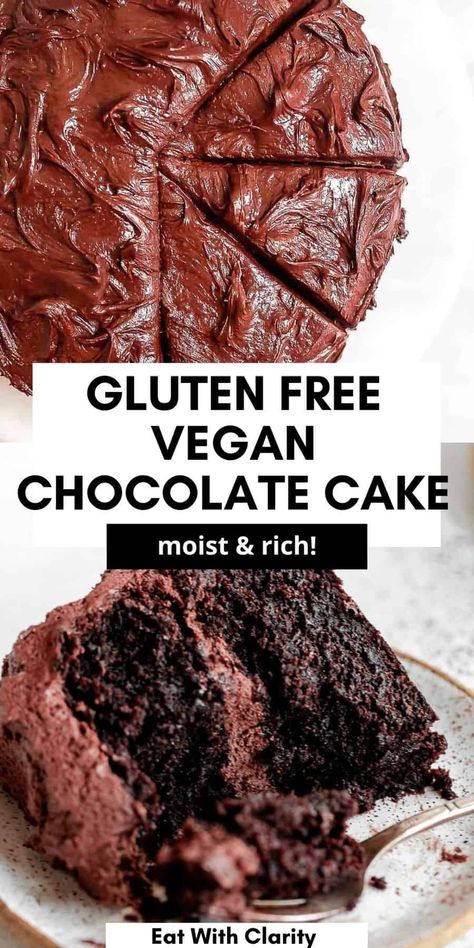 This is truly the BEST vegan gluten free chocolate cake. it's moist, rich, made in one bowl and finished with a dairy free chocolate buttercream frosting. This easy recipe is perfect for a vegan birthday party, celebration or just a delicious gluten free dessert. Vegan Gluten Free Chocolate Cake, Peanut Desserts, Dairy Free Birthday Cake, Vegan Gluten Free Cake, Gluten Free Birthday Cake, Vegan Chocolate Cake Recipe, Dairy Free Chocolate Cake, Vegan Birthday, Vegan Birthday Cake