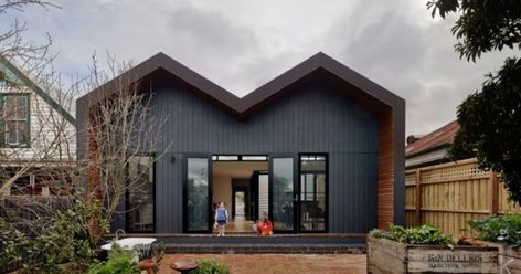 Much more than a ''box on the back'', this double gable renovation matches the house's character while adding light and space. Black Houses, Melbourne House, Gable Roof, Hip Roof, Green Architecture, Architecture Inspiration, Home Additions, House Extensions, Modern Houses