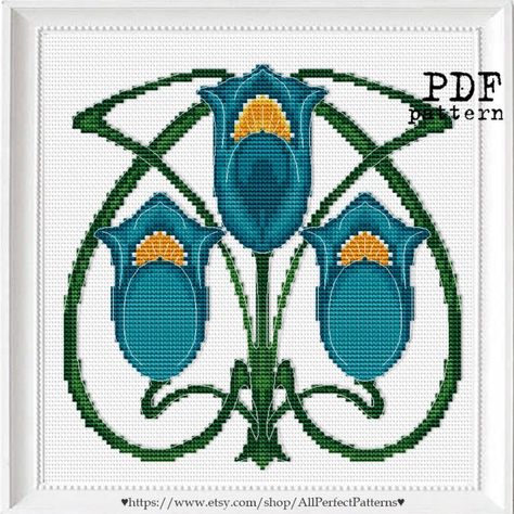 Gallery.ru / Photo #2 - Art Nouveau - artusik Art Nouveau Cross Stitch, Motifs Art Nouveau, Flower Borders, Dragon Cross Stitch, Art Nouveau Pattern, Art And Craft Design, Loom Bands, Cross Stitch Borders, Bead Loom Patterns