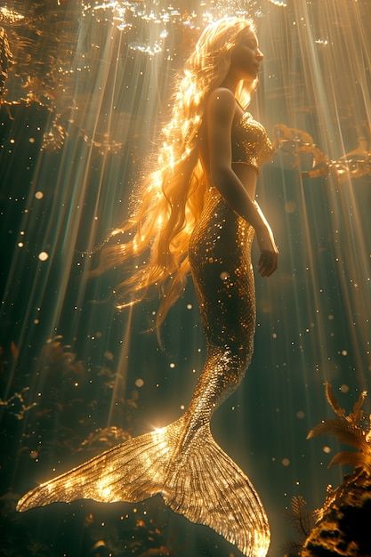 Mermaid Pictures Art, Mermaid Tails Aesthetic, Water Goddess Art, Mermaid Powers, Fantasy Mermaid Art, Beautiful Mermaid Art, The Little Mermaid Aesthetic, Mermaids Aesthetic, Siren Girl