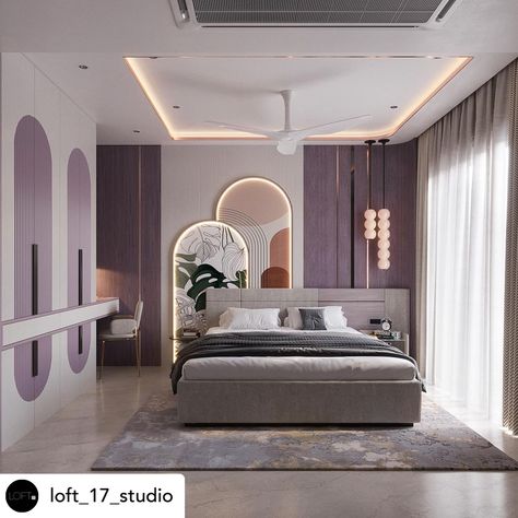 Luxurious White Bedroom, Beautiful Bedroom Design Ideas, Purple Interior Design Bedroom, Bedroom Decor Pastel, Elegant Bedroom Colors, Bedroom Bed Back Wall Design Modern, Pastel Modern Bedroom, Bed Head Wall Design, Bedroom Ideas Pastel Colors