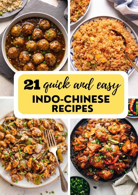 High on flavor and a breeze a to make, here's a round up of my favorite quick and easy Indo-Chinese recipes that make the perfect dinner! Pakistani Chinese Recipes, Spicy Chinese Food Recipes, Indian Chinese Recipes, Chinese Buffet Recipes, Chinese Recipes Authentic, Indochinese Recipes, Indian Dinner Ideas, Indian Chinese Food, Chinese Food Buffet