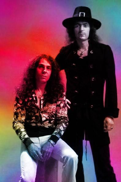 Ronnie James Dio and Ritchie Blackmore Ritchie Blackmore's Rainbow, Ronnie James Dio, Ritchie Blackmore, James Dio, Rainbow Band, Rock Groups, Heavy Metal Music, Mötley Crüe, Rock Legends