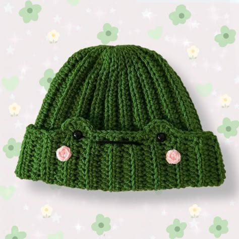 Sprout Plant Cat Beanie Fun Hats Crochet, Cute Crochet Clothes Free Pattern, Crochet Hats Animal, Crochet Baby Frog Hat, Crochet Cute Beanie, Frog Bandana Crochet, Crochet Hobbit Patterns, Crochet Small Patterns Free, Crochet Frog Accessories