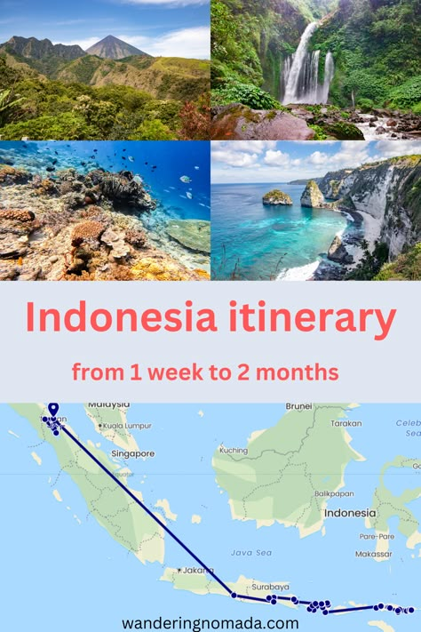 Indonesia Itinerary 3 Weeks, Indonesia Itinerary 1 Month, Indonesia Travel Itinerary, Backpacking Indonesia, Indonesia Itinerary, Save The Rainforest, Backpacking Routes, Indonesian Flag, Asia Travel Destinations