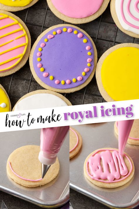 This Royal icing recipe is easy to use, perfect for outlining and flooding cookies! Make fun and simple decorated cookies for any occasion. Wilton Royal Icing Recipe For Cookies, Outline And Flood Royal Icing, How To Make Flood Icing, How To Make Iced Cookies, Royal Icing Inspiration, How To Make Sugar Cookies For Decorating, How To Ice Cookies Like A Pro, The Best Royal Icing For Sugar Cookies, Biscuit Icing Recipe