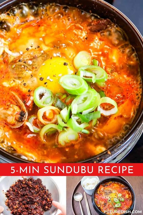 Korean Sundubu Paste - Make Jjigae in 5 min! – FutureDish Dubu Jorim Recipe, Soon Dubu Jjigae Recipe, Soondooboo Recipe, Korean Stews, Sundubu Jjigae Recipe, Aesthetic Noodles, Appetizer Crockpot, Ramen Party, Easy Asian Food