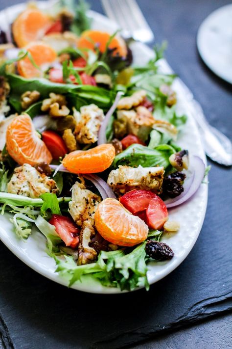 Salad Recipes Grilled Chicken, Salad Recipes Protein, Salad Recipes Spring, Mix Salad Recipes, Tangerine Salad, Spring Mix Salad Recipes, Healthy Budget Meals, Salad Recipes Low Carb, Mix Salad