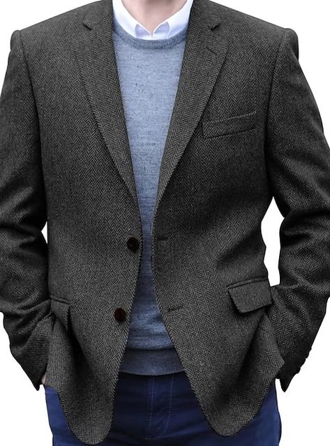 Prom Jacket, Herringbone Blazer, Wedding Groomsmen, Herringbone Tweed, Lapel Blazer, Casual Sport, Long Sleeve Blazers, Tweed Blazer, Green And Khaki