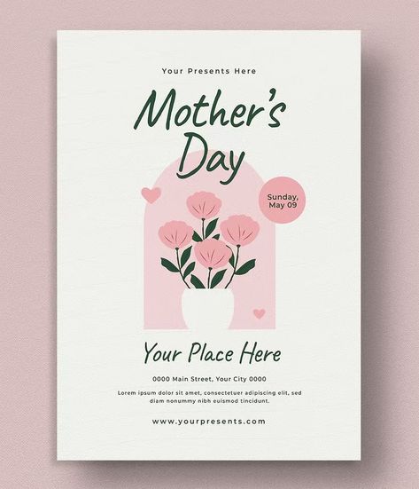 Mother's Day Flyer Template PSD, AI Morhers Day, Mothers Day Post, Flyer Size, Branding Website Design, Flyer Design Templates, Working Mother, Website Branding, Flower Show, Flyer Template