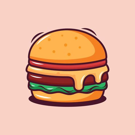 Hamburger Drawing, Food Drawing Easy, Burger Drawing, Burger Vector, Burger Cartoon, Idle Game, Food Doodles, Food Cartoon, Cute Food Drawings