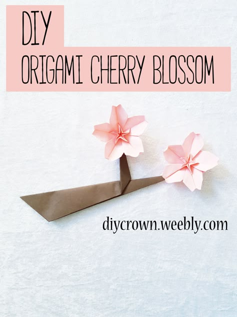 Tutorial on how to make origami cherry blossom with a branch #origami #origamiflowers #cherryblossom #origamibranch #origamicherryblossom #cherryblossomflowers Paper Cherry Blossom Diy, Diy Cherry Blossom Tree, Origami Blossom, Cherry Blossom Diy, Origami Cherry Blossom, Origami Sakura, Cherry Blossom Origami, Paper Cherry Blossoms, Sakura Origami