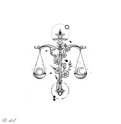 Libra Scale Tattoo, Libra Tattoo Ideas, Balance Tattoo, Libra Art, Libra Tattoo, Scale Tattoo, Muster Tattoos, Ornamental Tattoo, Tattoos Geometric