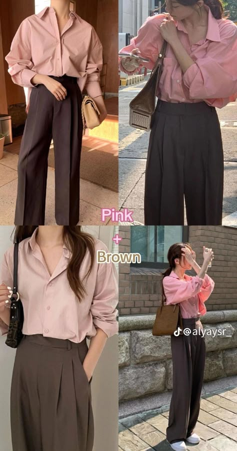 Smart Casual Women Outfits, Brown Outfits, Simple Casual Outfits, Match Outfits, Mix Match Outfits, Colour Combinations Fashion, Casual Work Outfits Women, Color Combos Outfit, Color Combinations For Clothes