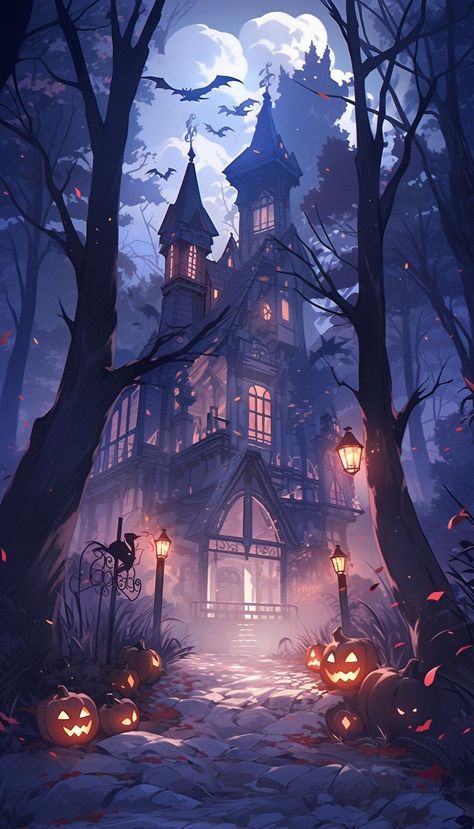 Autumn Spooky Wallpaper, Anime Halloween Backgrounds, Iphone Wallpaper Halloween Aesthetic, Spooky Wallpaper Aesthetic, Spooky Landscape, Creepy Backgrounds, Halloween Wallpaper Iphone Backgrounds, Dreamy Artwork, Witchy Wallpaper