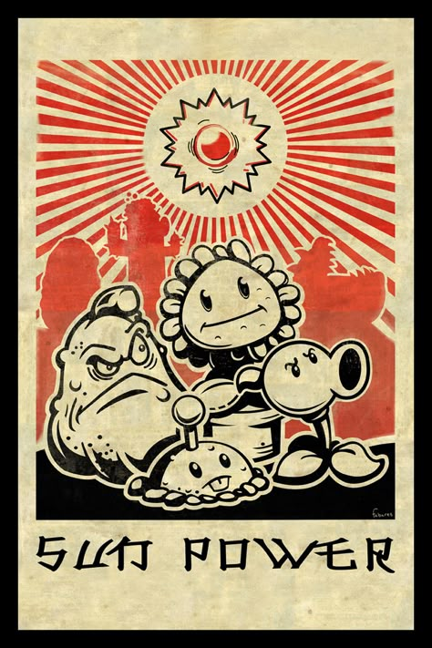 Zombie Wallpaper, Sun Power, Plantas Vs Zombies, Zombie Art, Propaganda Poster, Plants Vs Zombies, Propaganda Posters, Room Posters, Cool Posters