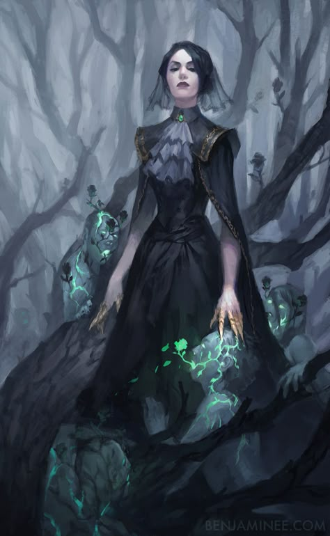 The Necromancer, Benjamin Ee on ArtStation at https://www.artstation.com/artwork/2WgxY Gothic Kingdom, Necromancer Oc, Far Realm, Karla Ortiz, Gala Inspiration, Dnd Table, The Necromancer, Medieval Steampunk, The Black Queen