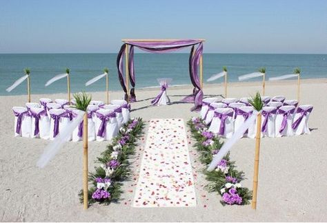 beach weddings pinterest | Purple Beach Ceremony | Beach Weddings Purple Beach Wedding, Beach Wedding Purple, Beach Wedding Aisles, Beach Wedding Centerpieces, Purple Beach, Wedding Setup, Beach Wedding Colors, Wedding Colors Purple, Beach Wedding Flowers