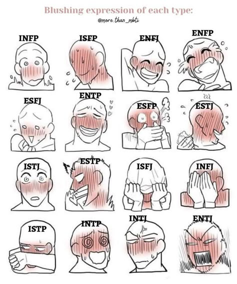 Personality Drawing, Enfj Infp, The 16 Personality Types, Blushing Face, Istp Personality, 16 Personality Types, Drawing Face Expressions, Intp Personality, Intj Intp