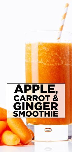 Carrot Smoothie Recipe, Carrot Ginger Smoothie, Ginger Smoothie Recipes, Carrot Smoothie, Power Smoothie, Ginger Smoothie, Best Smoothie Recipes, Smoothie Prep, Smoothie Detox