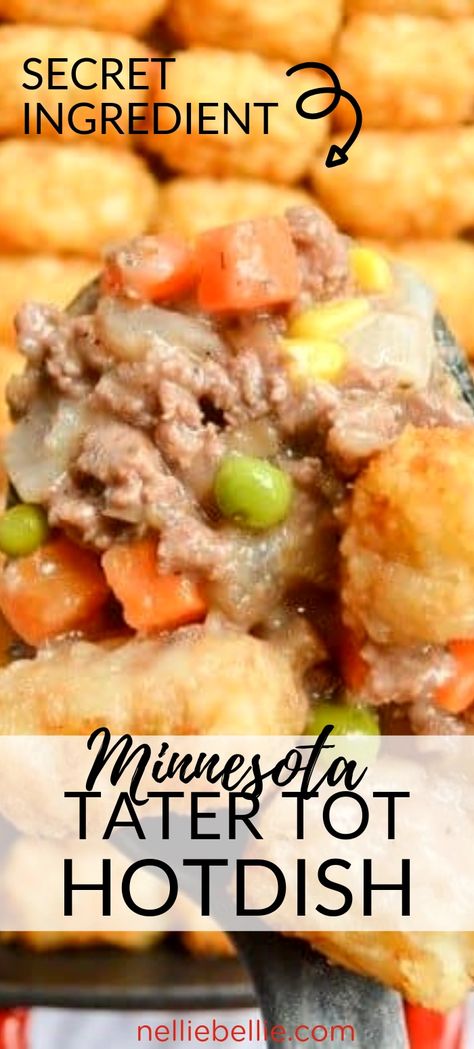 Healthy Tater Tot Hotdish, Turkey Trot Tater Tot Hotdish, Healthy Hotdish Recipes, Tatertots Casserole Hamburger, Hamburger Hotdish Recipes, Healthy Tater Tot Casserole, Tater Tot Hot Dish, Minnesota Hot Dish, Make With Ground Beef