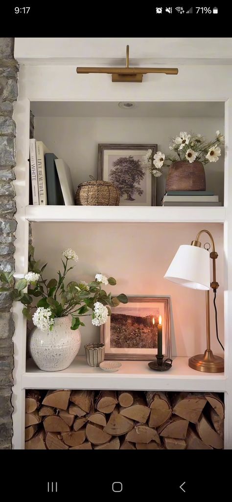 Light Above Bookshelf, Lights On Top Of Bookshelves, Built In With Lights Above, Lights Above Bookcase, Built In Bookshelf Styling, Built In Lighting Bookcases, Ikea Hemnes Bookcase Lighting, Built In Bookcase With Lights, Battery Operated Bookcase Lighting