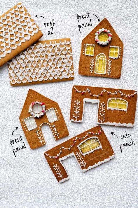 Follow my easy Gingerbread House recipe and extensive tips to bake, construct and decorate your own festive gingerbread house every Christmas #gingerbreadhouse Ginger House Christmas, Easy Gingerbread House, Homemade Gingerbread House, Easy Gingerbread Cookies, Gingerbread House Recipe, Gingerbread House Candy, Ginger Bread House Diy, Ginger House, Mini Gingerbread House