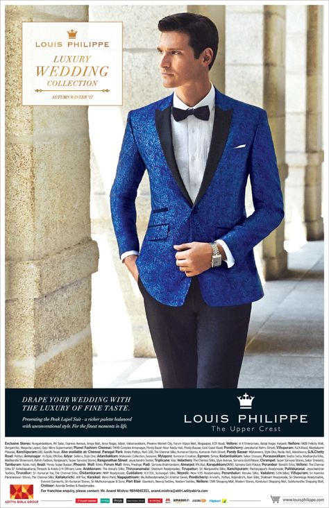 louis-philippe-the-upper-crest-luxury-wedding-collection-ad-the-hindu-chennai. Check out more Apparel & Accessories Advertisement Advertisement Collection at https://www.advertgallery.com/product-category/advertisements-by-category/Apparel & Accesories Suit Inspiration, Louis Philippe, Show Case, Wedding Collection, Blazers For Men, Luxury Wedding, Men's Blazer, Blazer Suit, Newspaper