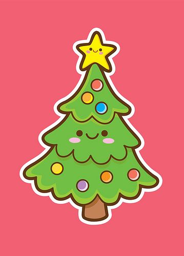 Kawaii Christmas Tree | A Holiday card design 2009 Available… | Flickr Kawaii Christmas Tree, Christmas Tree Illustration, Christmas Tree Drawing, Christmas Tree Wallpaper, Charmmy Kitty, Japan Kawaii, Kawaii Christmas, Anime Christmas, Christmas Doodles